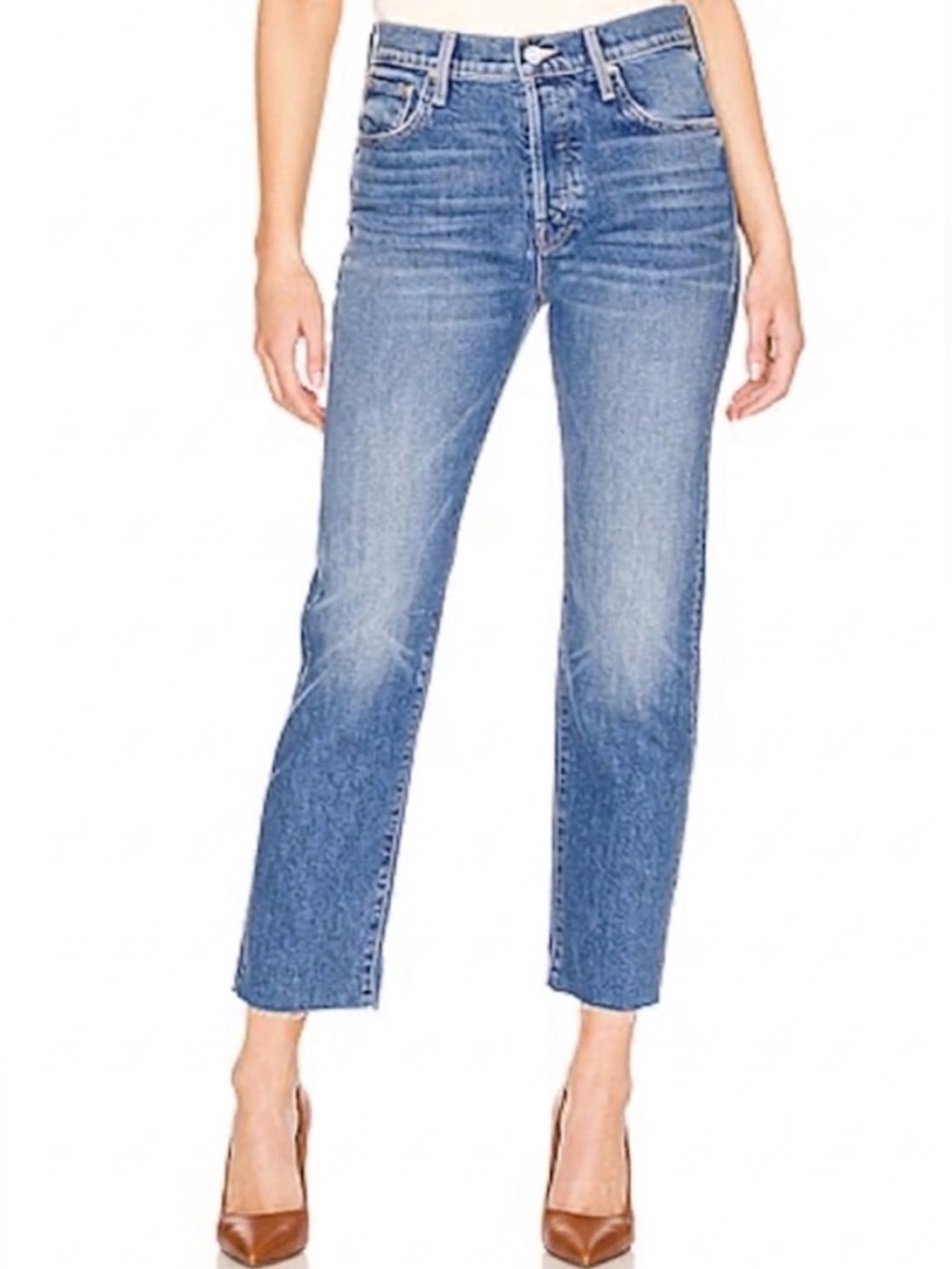 Mother Superior- women’s The‎ Scrapper cuff ankle Fray blue denim Jeans pants 27